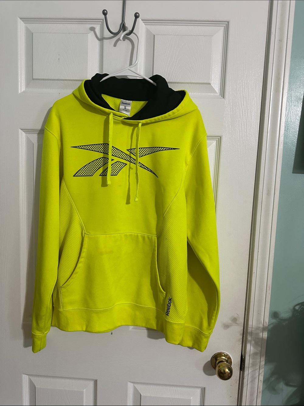 Reebok Neon Yellow Pullover Hoodie with Black Lining